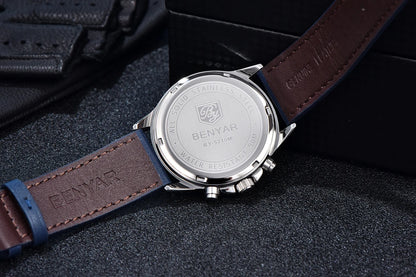 BENYAR Men's Watches Luxury Quartz Wristwatches Chronograph Watch Men Gifts Waterproof Stainless Steel Clock Reloj Hombre 2025