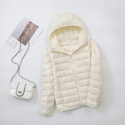 Plus Size Thin Light Down Jacket Women 2023 Autumn Winter Slim Short Hooded Warm White Duck Down Coat Women Outerwear Streetwear