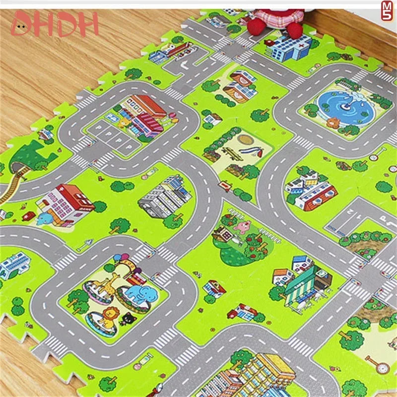 Baby Play Mat 9pcs/lot Kids Carpet Playmat Children Rug Soft Floor Toys Road Traffic Soft Floor Home Decor EVA Kids Foam Puzzles