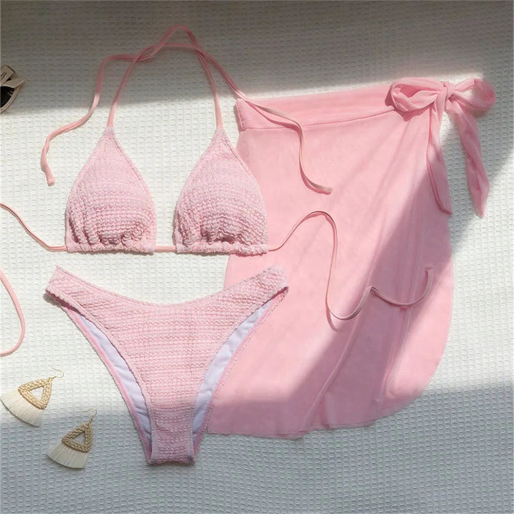 Sexy Pink Bikini Extrem String Backless Swimwear Mesh Skirt Women Push Up Swimsuit Black Y2K Thong Bikinis Beach Vacation Outfit