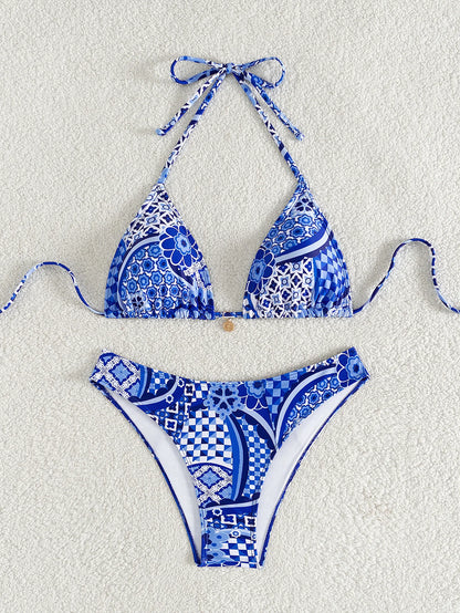 "2026 New Triangle Bikini Set - Floral Print Push Up Swimsuit & Brazilian Bottoms"