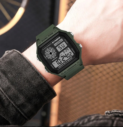 SYNOKE Digital Watches Men Sports Luminous Multifunction Waterproof Chrono Wristwatch Outdoor and Running Student Seven Light