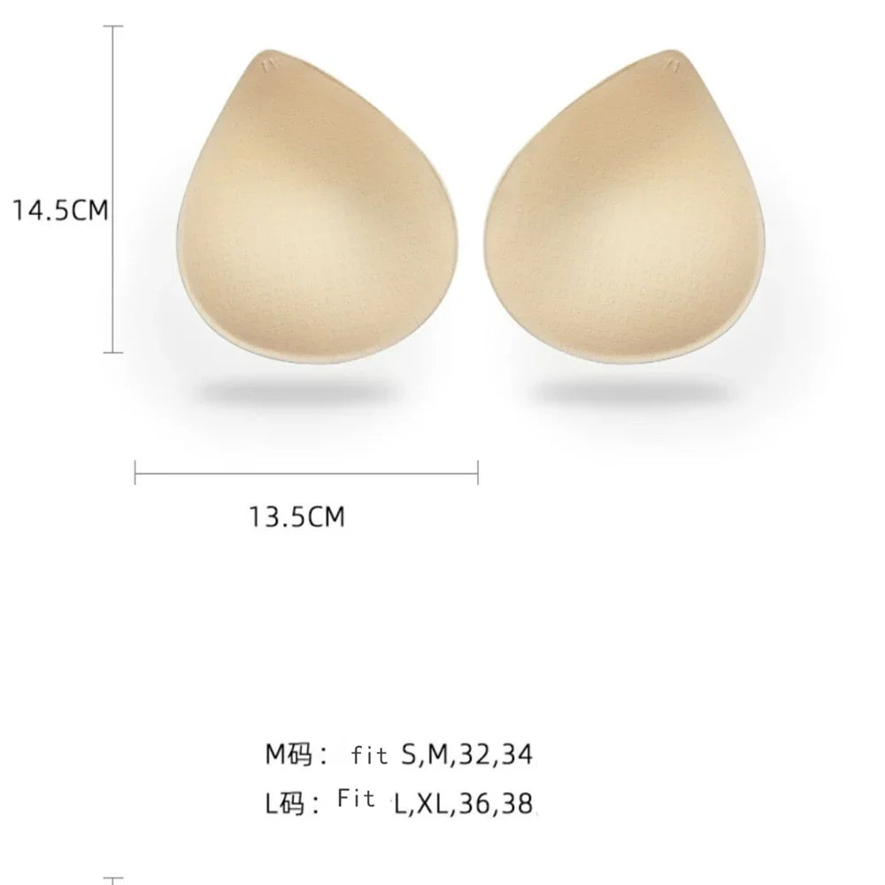 2PCS Thick Push Up Bra Pads - Latex Removable Breast Enhancer Inserts for Swimsuit, Bikini, Lingerie & Sports Bras (S/M/L)