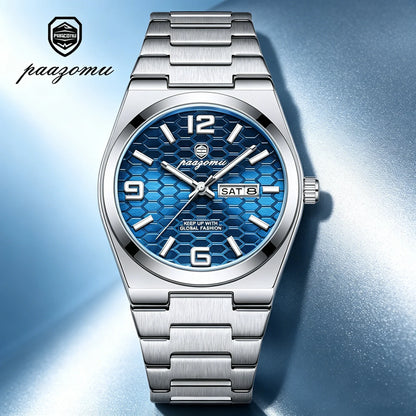 PAAZOMU Casual Man Watch Fashion Exquisite Men Wristwatches Waterproof Luminous Date Stainless Steel Quartz Men's Watches Reloj
