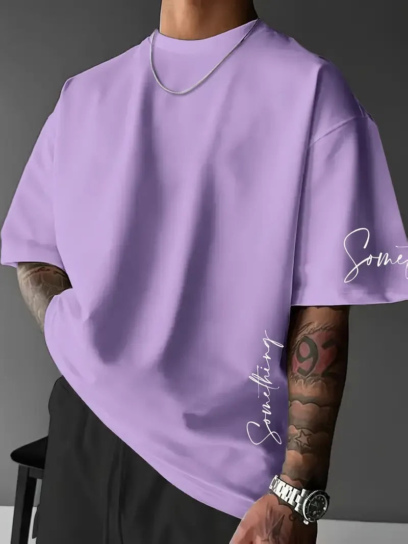 The 2026 summer new men's T-shirt features a casual fashionable comfortable soft and breathable 3D striped pattern print