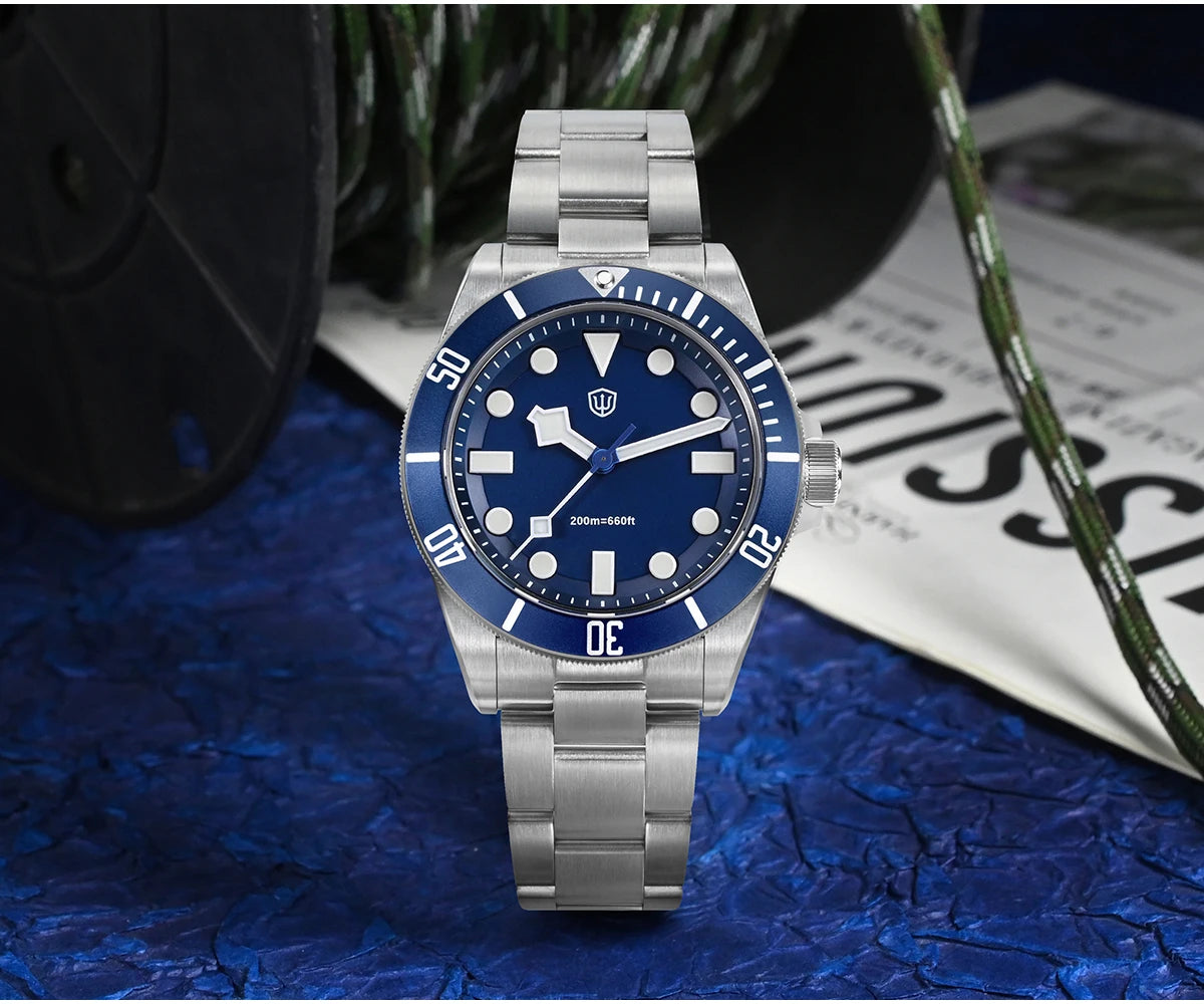 Watchdives WD1969 Pro Watch VH31 Sweep Seconds Quartz Movement Waterproof BGW9 Luminous Sapphire Glass 38mm Vintage Men Watches