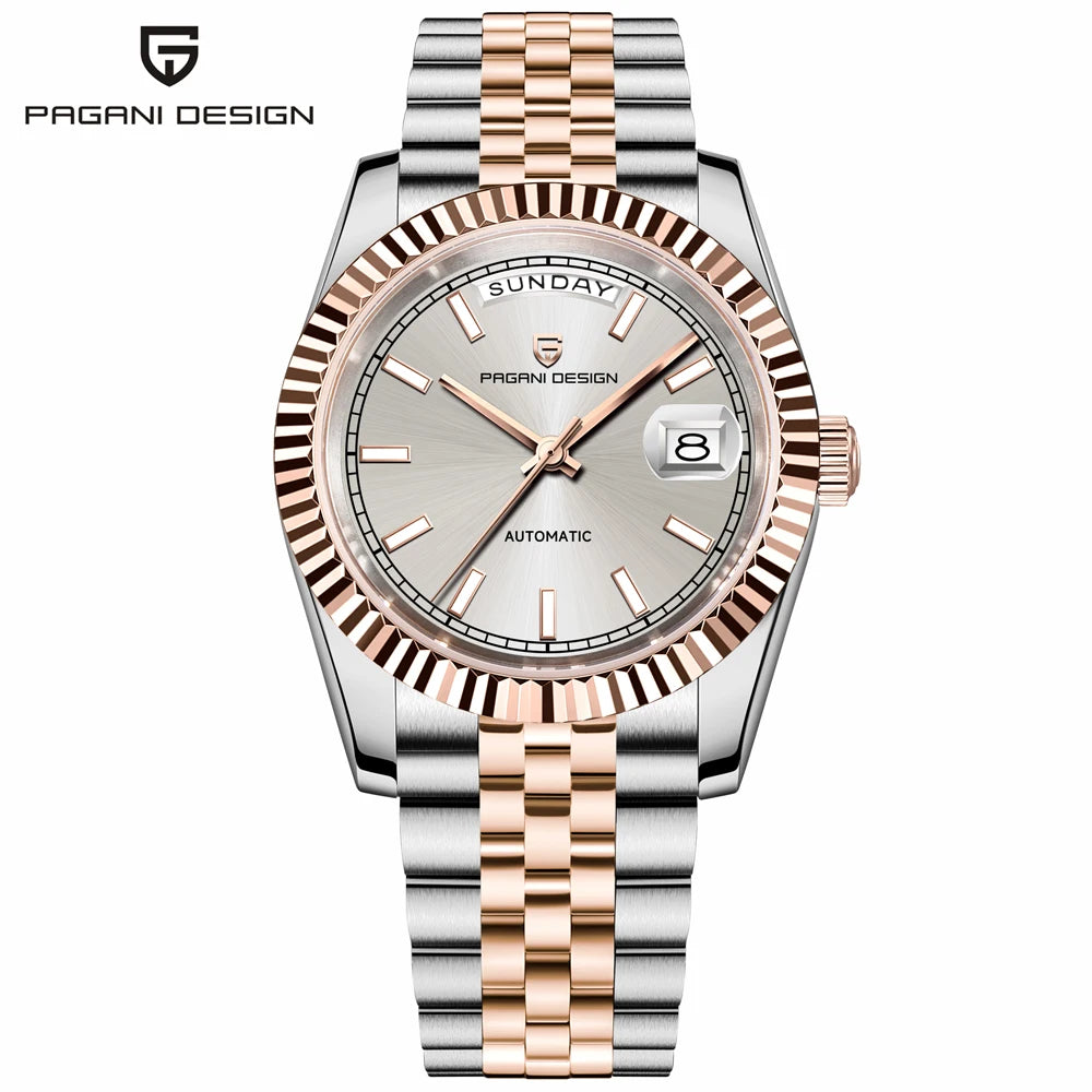 PAGANI DESIGN Watches Pure White Dial Mechanical Watch For Men 2025 New Luxury Sapphire Crystal Automatic Stainless Steel Clock