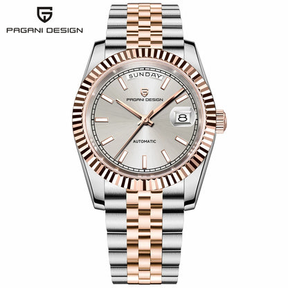 PAGANI DESIGN Watches Pure White Dial Mechanical Watch For Men 2025 New Luxury Sapphire Crystal Automatic Stainless Steel Clock