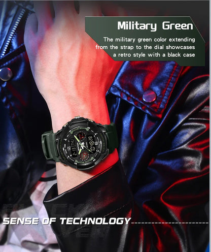 SANDA 6197 Top Class Men's Korean Student Electronic Watch Sports Multi functional Alarm Clock Waterproof Men's Watches 2024