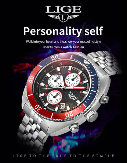LIGE New Business Luxury Watches Men Top Quality Fashion Quartz Wristwatches Male 30M Waterproof Casual Mens Watch Gifts Reloj