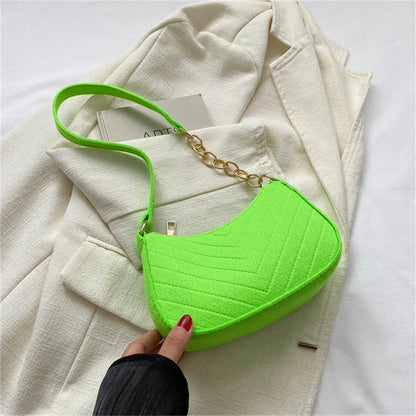 Women's Mini Felt Shoulder Bag - Ergonomic Underarm Saddlebag Purse Shoulder Pouch Simple Light Weigh Underarm Bag
