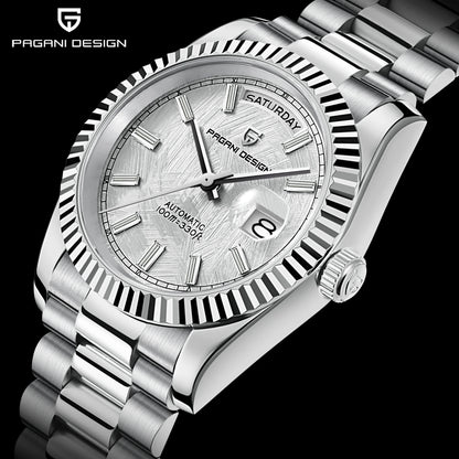PAGANI DESIGN Watches Pure White Dial Mechanical Watch For Men 2025 New Luxury Sapphire Crystal Automatic Stainless Steel Clock