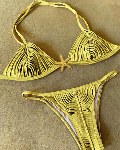 2025 New Five-pointed Star Brazilian Bikini Swimwear Women's Braided Rope Swimsuit Two Piece Set Female Sexy Mujer Beachwear