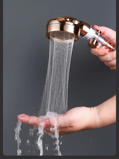 3 Modes High Pressure Shower Head Gold Water Saving Showerhead with Stop Button Eco Filter Shower Head Bathroom Accessories