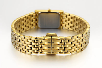 BERNY Luxury Women's Watches Fashion Ladies Square Casual Golden Quartz Watch Solid Stainless Steel Rectangle Girls Wristwatch