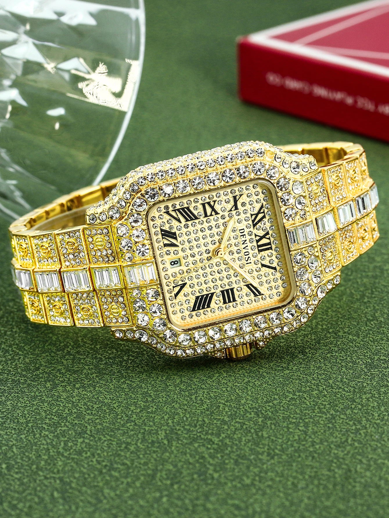 Luxury diamond watches for men Hip Hop Style Bling Bling Iced Out Wristwatch Fashion Square Stainless Steel Waterproof Clock 202