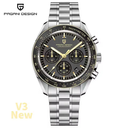 2026 New PAGANI DESIGN Gold Men's Quartz Watches Luxury VK63 Speed Sports Chronograph Watch Men AR Sapphire Ceramic Bezel Clock