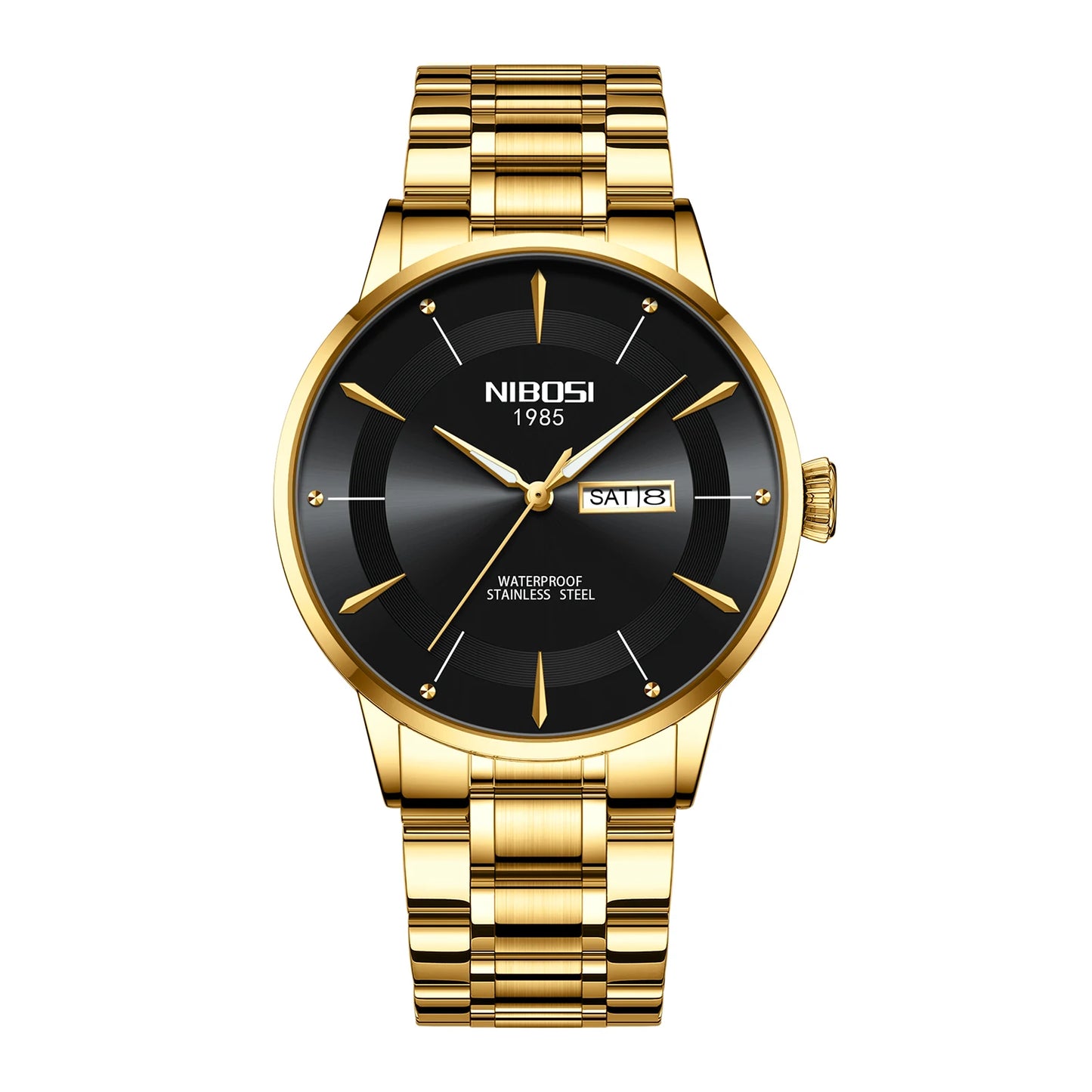 NIBOSI New Mens Watches Week Date Business Analog Quartz Dress Watches for Men Stainless Steel Waterproof Luminous Men Watches