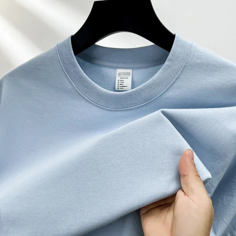 Summer  100% Pure Cotton Men's Short Sleeve Round Neck Fashionable Style Half Sleeved Top Breathable T Shirt Short Sleeve