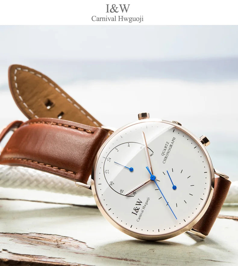 Carnival Brand Luxury Watches for Man Fashion Waterproof Rose Gold Silver Military Clock Men Quartz Wristwatches Reloj Hombre