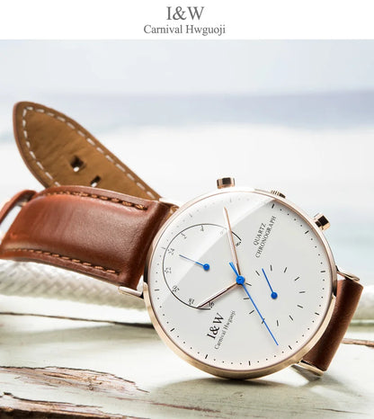 Carnival Brand Luxury Watches for Man Fashion Waterproof Rose Gold Silver Military Clock Men Quartz Wristwatches Reloj Hombre