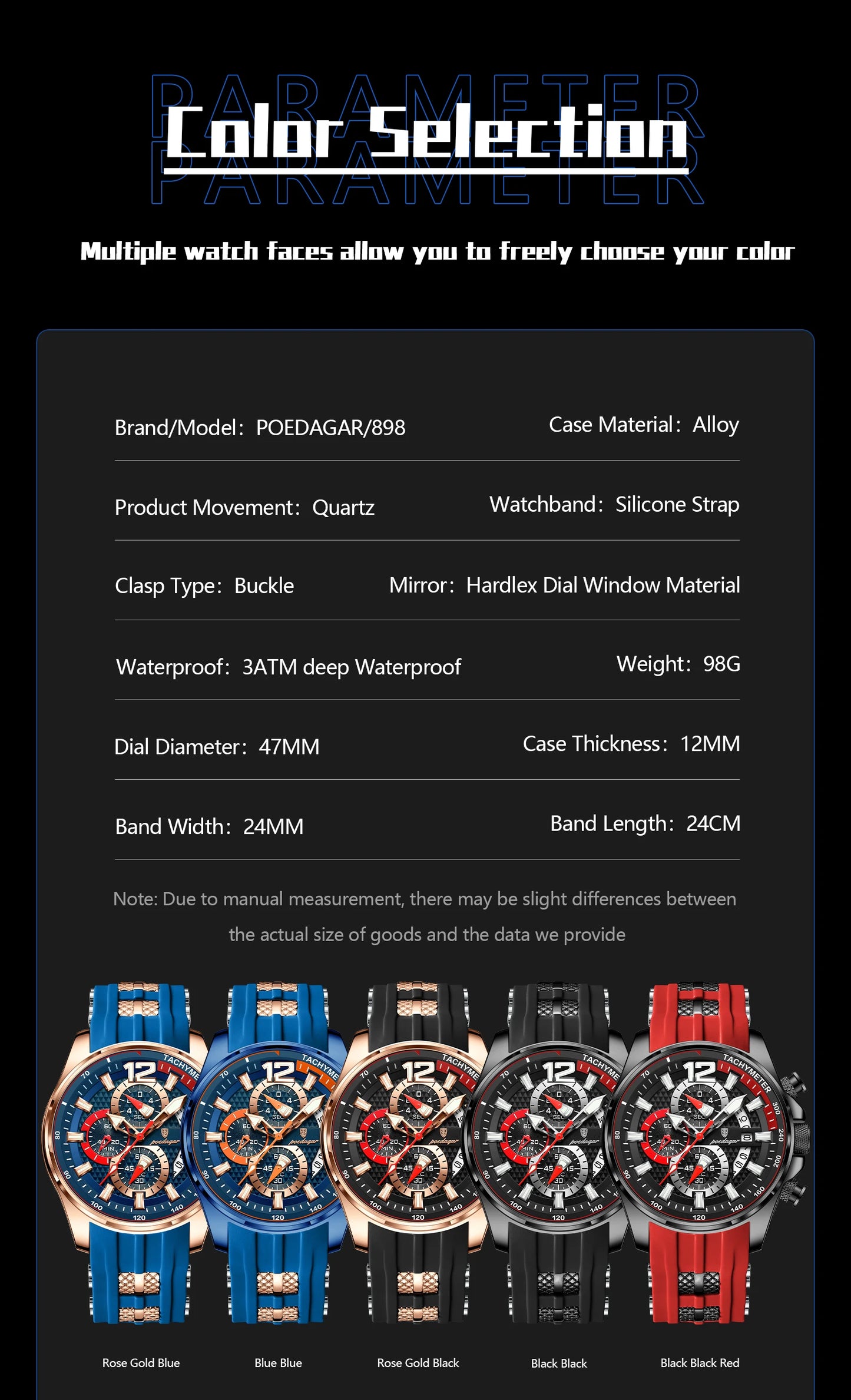 POEDAGAR Original Fashion Men Watch Date Chronograph Silicone Sports Man Clock Luminous Waterproof Military Quartz Men's Watches