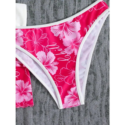 Elegant Floral Color Block Swimsuit Women Triangle Halter High-Waist Bikini Set Cover Up Skirt 2026 New Micro Bikini Three-Piece