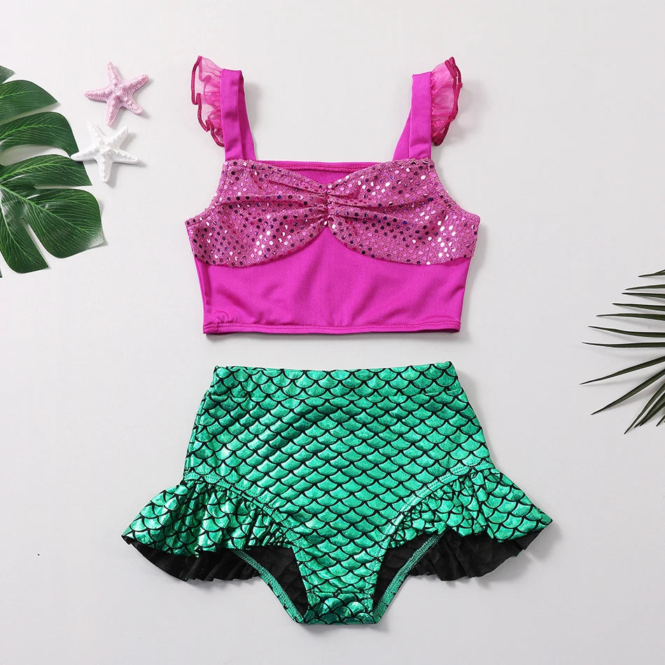Princess Swimsuit Mermaid Mirabel Isabella Swimsuit Set Girl Summer Beachwear Pool Party Kids Anna Elsa Rapunzel Swimwear Suit