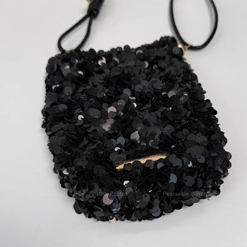 LEFTSIDE Mini Sequins Shoulder Bags for Women 2025 Designer New Evening Party Bling Bling Crossbody Bag Handbags and Purses