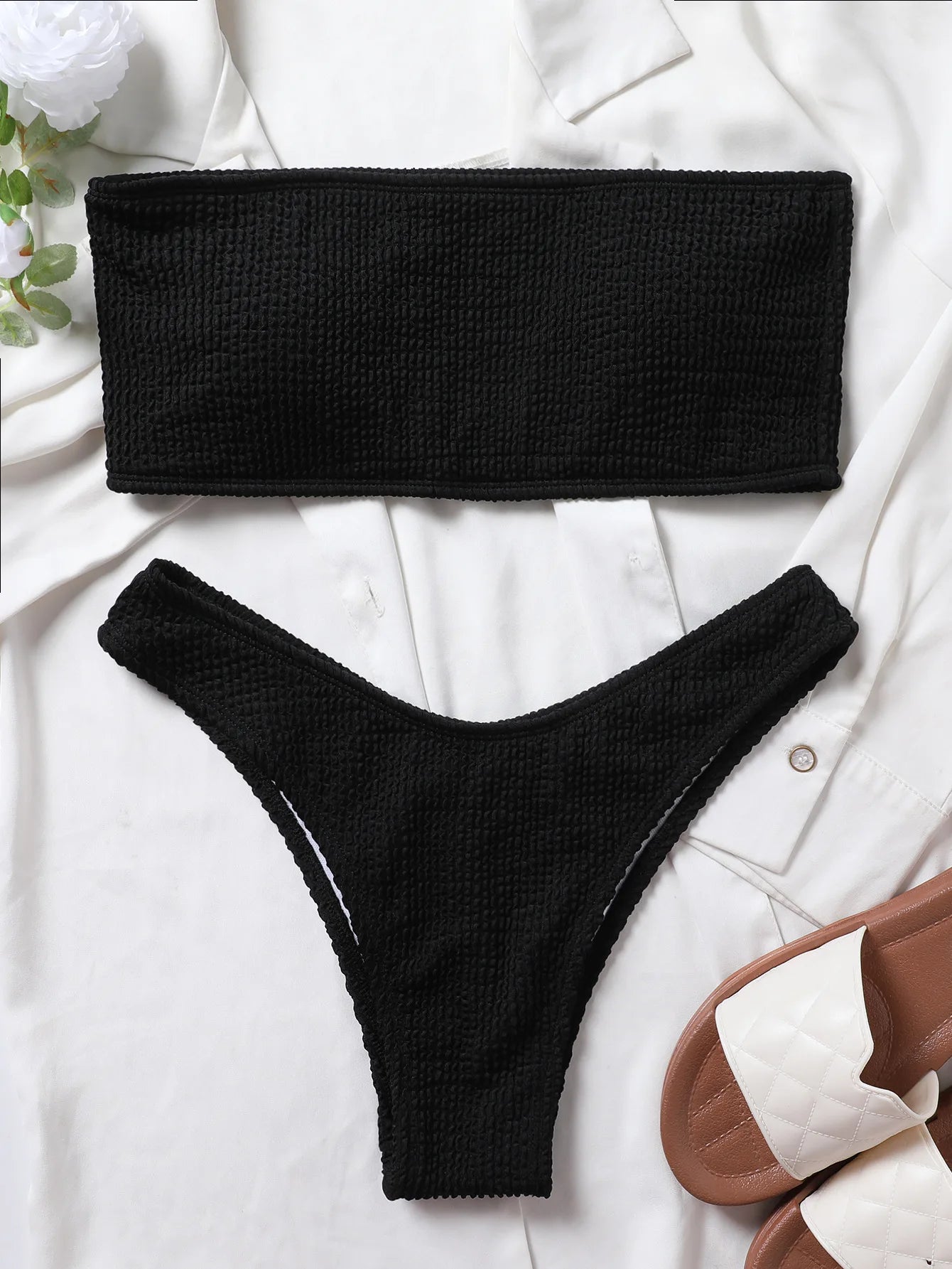 Fashion Bikini Textured Swimwear Women 2026 High Cut Swimsuit Women Bathing Suits Solid Brazilian Bikinis Set