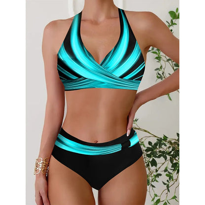 2023 New Women Swimsuit Sexy Women High Waist Bikini Swimwear Female Two Piece Beachwear Printed Bikinis Set Bathing Suit