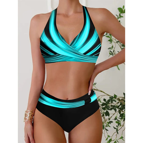 2023 New Women Swimsuit Sexy Women High Waist Bikini Swimwear Female Two Piece Beachwear Printed Bikinis Set Bathing Suit