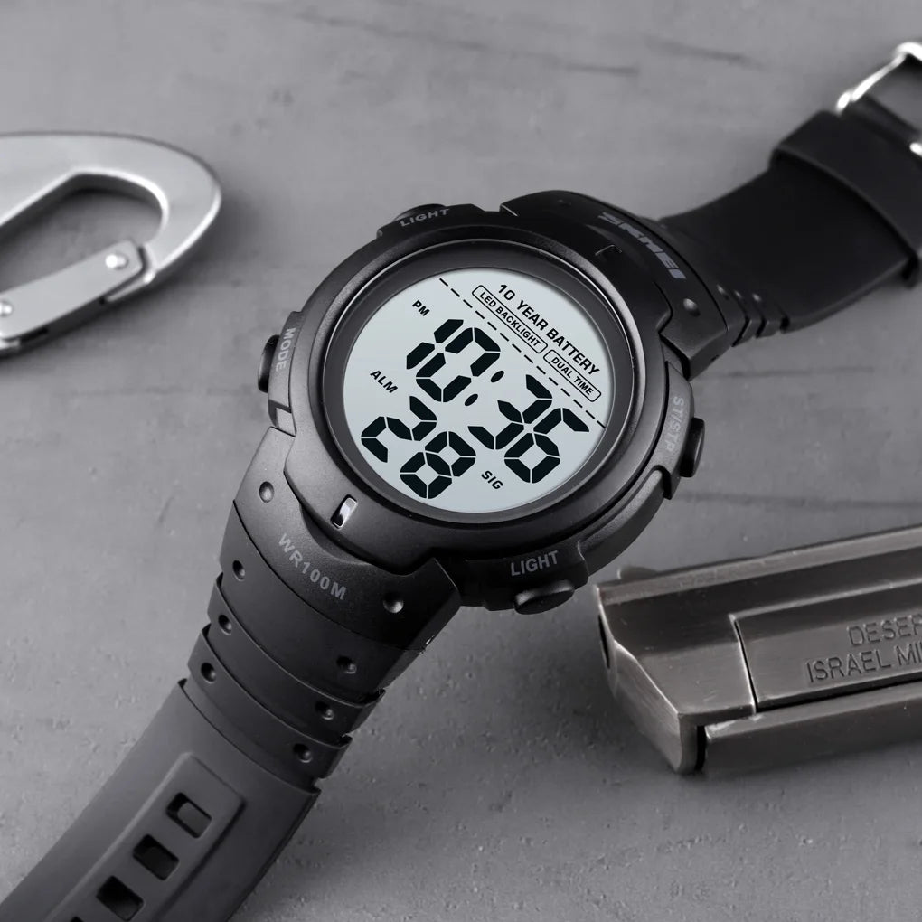 SKMEI 1560 Sport Electronics Watch for Men 100M Waterproof LED Display Digital Mens Wristwatches Stopwatch Military Reloj Hombre