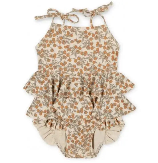 Cute Baby Girls Bikinis Set 2025 Summer Children Beach Wear Ruffle Kids Swimsuit Bathing Suit Printed Swimwear Monokini