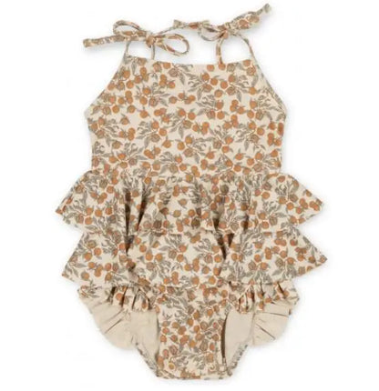Cute Baby Girls Bikinis Set 2025 Summer Children Beach Wear Ruffle Kids Swimsuit Bathing Suit Printed Swimwear Monokini