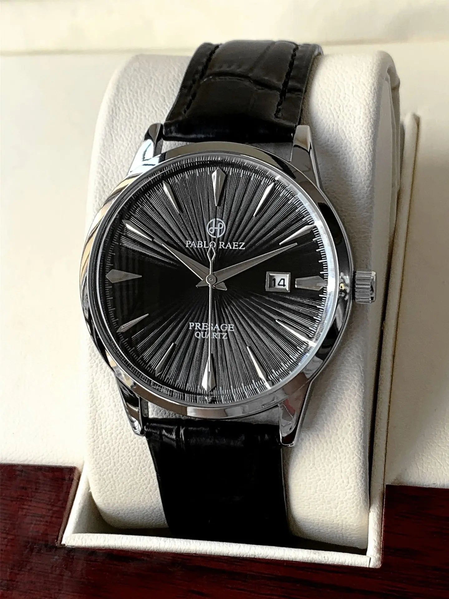 Top Brand Men's Watch Simple Business Waterproof Calendar Leather Strap Male Fashion Quartz Watches Gift: Box, Spare Battery