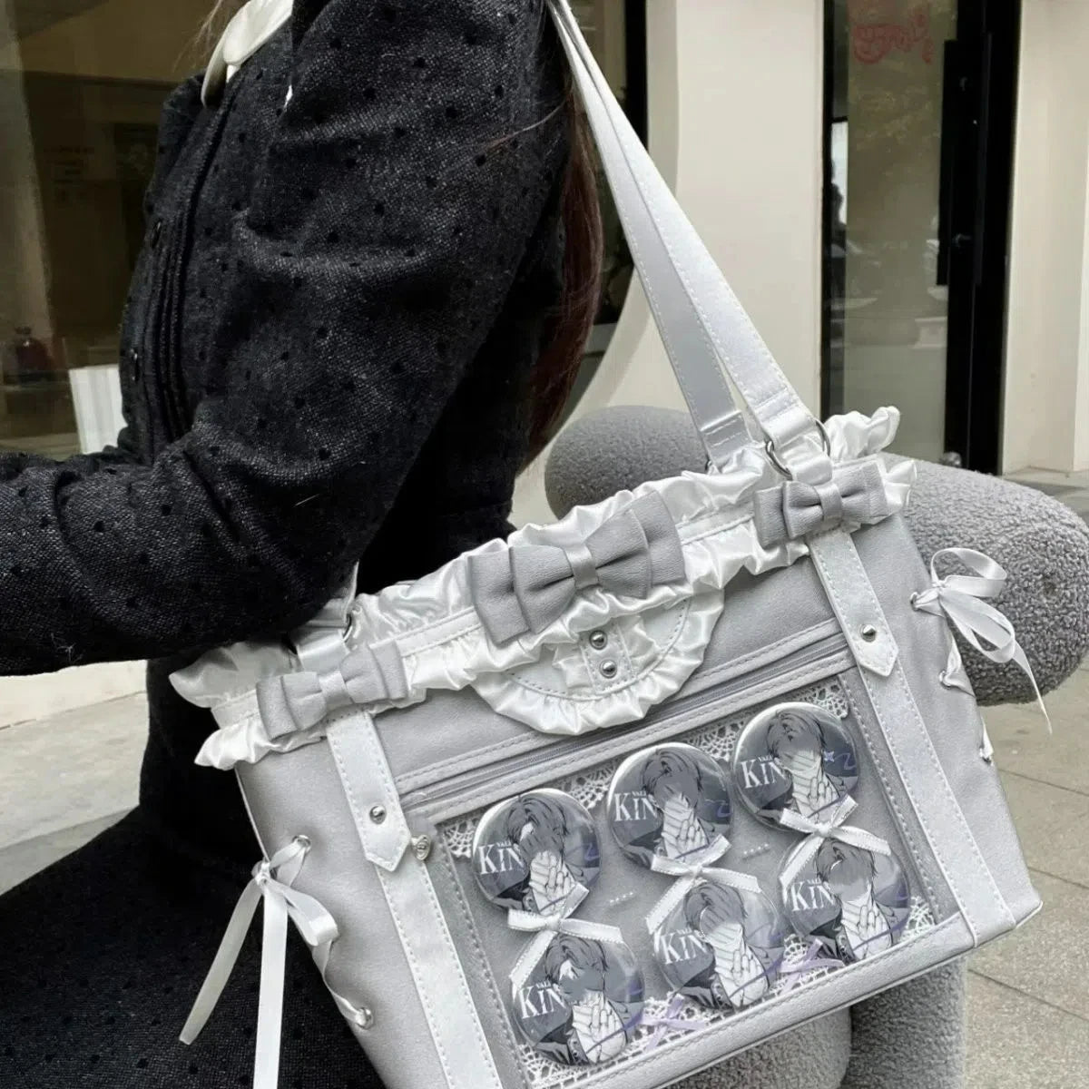New Fashion Design for Girls Y2K Ulzzang Ita Bag Sweet Preppy Style Shoulder Bag for Women Large Capacity Ribbon Bow Tote Bag