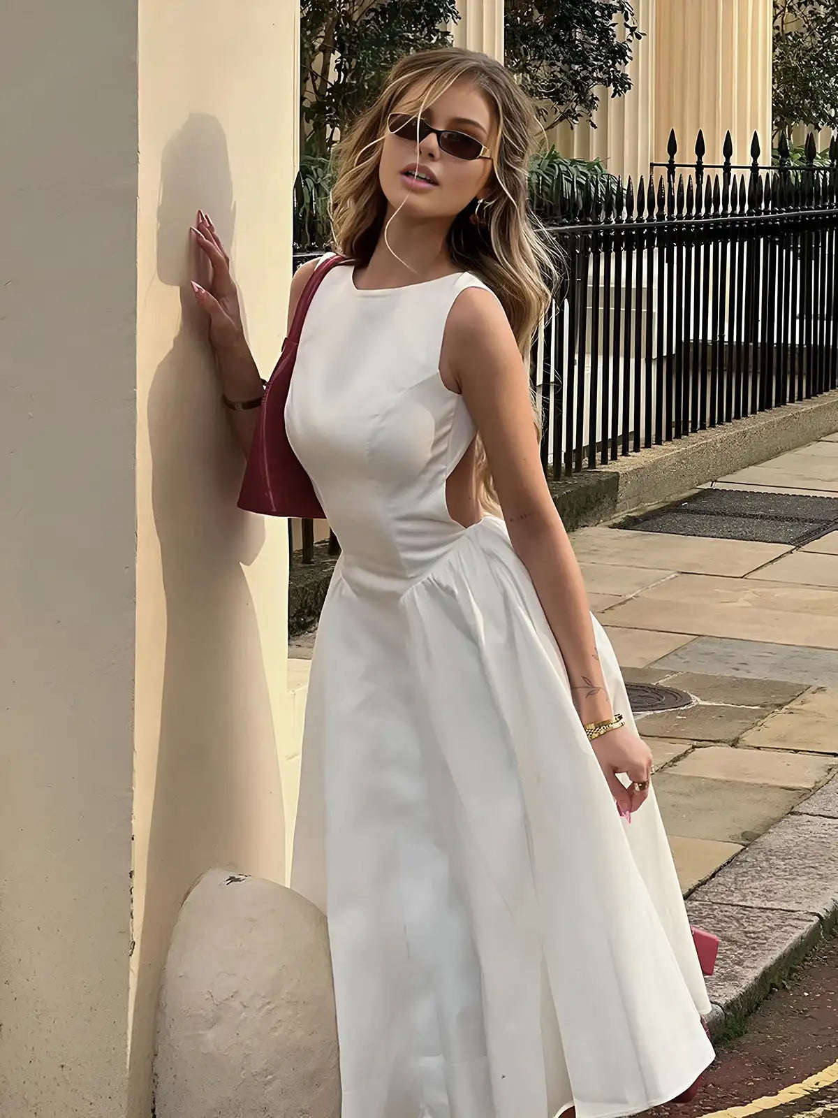 Ashgaily White Dress Women Halter Cotton Long Dress Lace Elegant Party Outfits Ladies Sexy Club Clothes