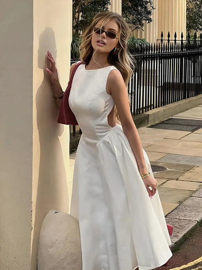 Ashgaily White Dress Women Halter Cotton Long Dress Lace Elegant Party Outfits Ladies Sexy Club Clothes