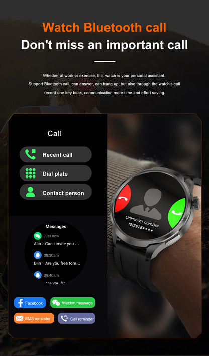 New 1.85"AMOLED NFC GPS Smart Watches For man IP68 Waterproof Blood Pressure Body Temperature Sport Fitness tracker Smart Watch
