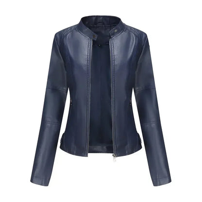 Faux Leather Jacket Women 2026 Autumn Spring Women's Moto Biker Jacket Red Black Coat Brown Purple Blue 3xl 4xl Coffee XS Beige