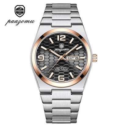 PAAZOMU Casual Man Watch Fashion Exquisite Men Wristwatches Waterproof Luminous Date Stainless Steel Quartz Men's Watches Reloj