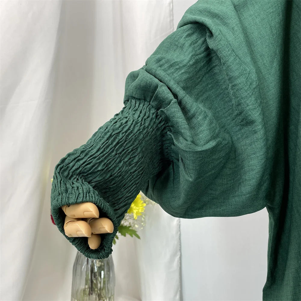 Hot Seller Ramadan Islamic Clothing Wrinkle Polyester Hoodie Abaya Dress With Undercap Muslim Women Abaya Hoodie Causal Dresses