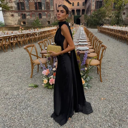 Sexy Ribbon Sleeveless Long Dress Women Elegant Slim Stain Backless Lace Up Party Dresses 2026 Fashion Solid Holiday Robe Lady