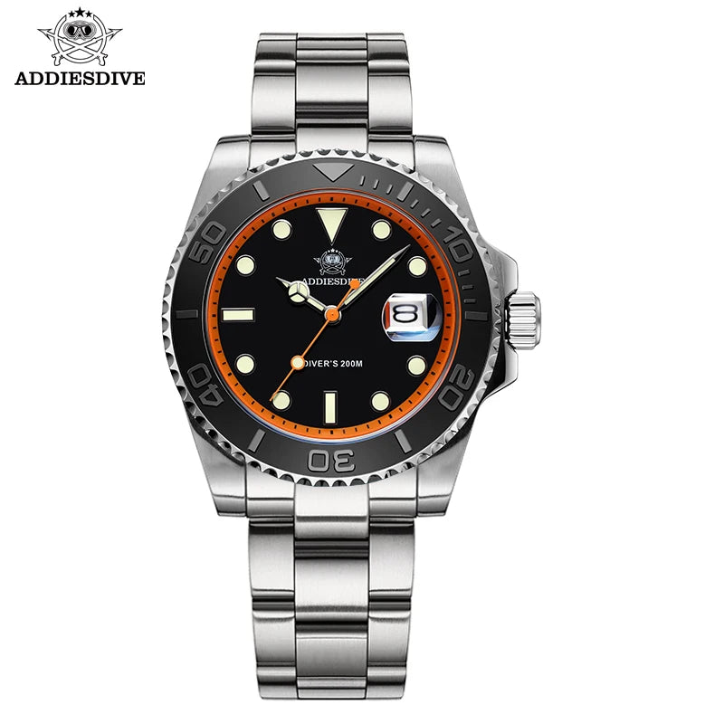 ADDIESDIVE Men's Watch BGW9 Super Luminous 316L Stainless Steel 20Bar Diving Quartz Steel Watches