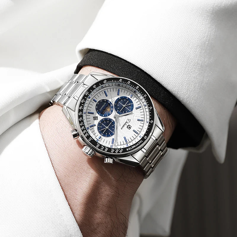 Automatic Watch for Men Stainless Steel Luminous Waterproof Moon Phase Man Watches Luxury Men's Mechanical Wristwatch