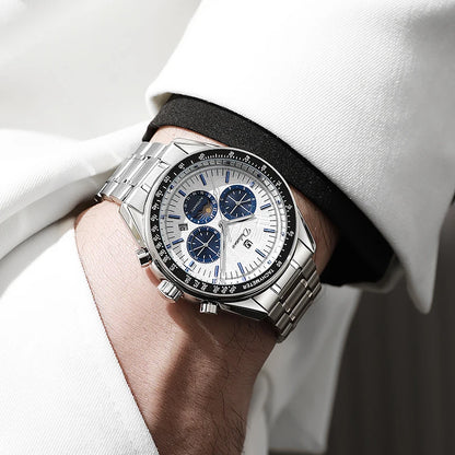 Automatic Watch for Men Stainless Steel Luminous Waterproof Moon Phase Man Watches Luxury Men's Mechanical Wristwatch