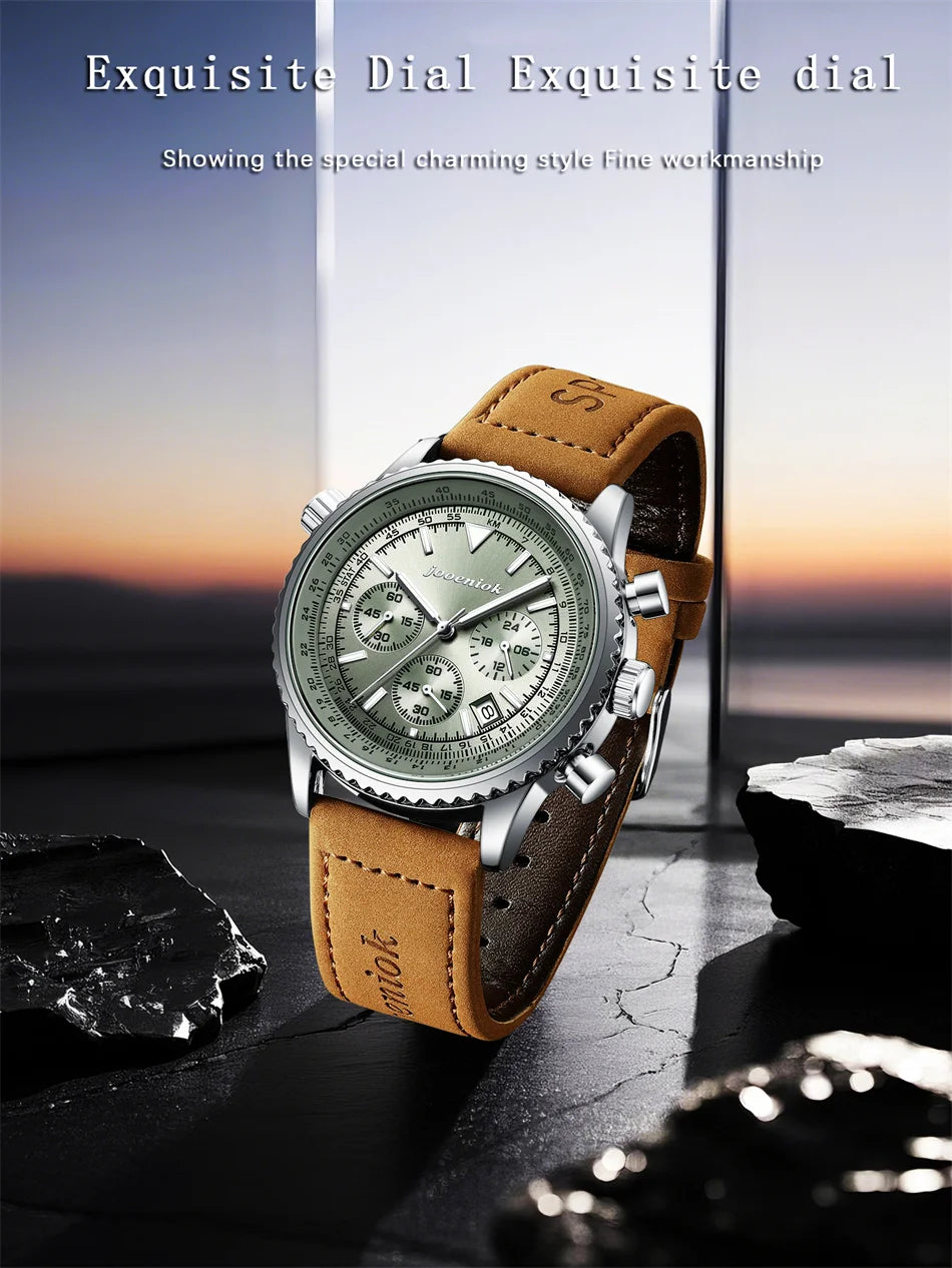 2026 New Top Luxury Man Wristwatch Sport Fashion Leather Quartz Watch For Men Chronograph Date Waterproof Luminous Men's Watches