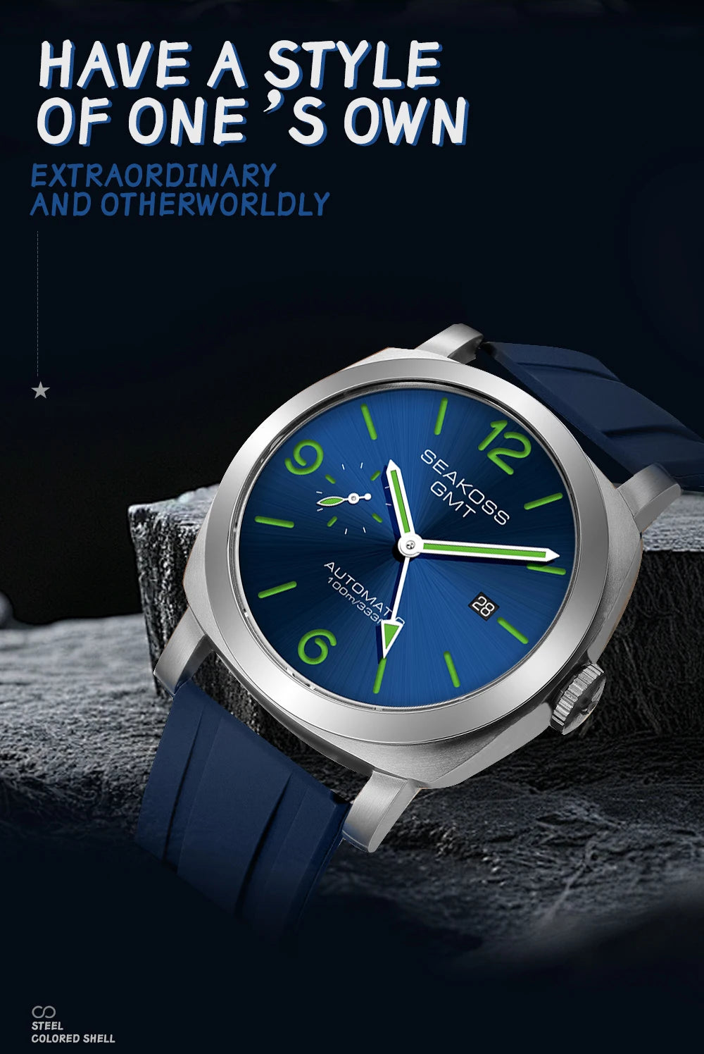 SEAKOSS GMT Diving Automatic Mechanical Watches Men 1963 ST2557 Seagull Movement 316L Super Luminous Calendar 10Bar Wristwatches