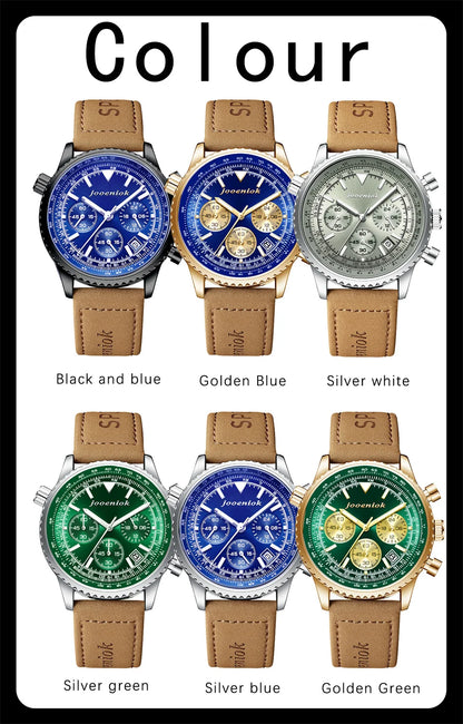 2026 New Top Luxury Man Wristwatch Sport Fashion Leather Quartz Watch For Men Chronograph Date Waterproof Luminous Men's Watches